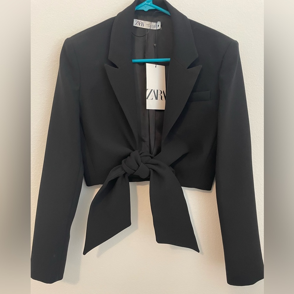 Zara Cropped Tie Front Blazer - XS